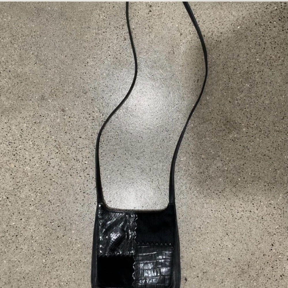 FOSSIL Vintage Elegant Black Patchwork Crossbody … - image 1
